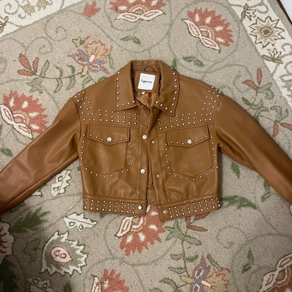 Copperose size small faux leather embellished jacket